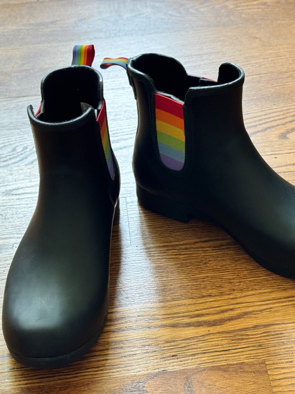 Chooka Ballard Pride Chelsea Rain Boots Womens 10 Black Rainbow Waterproof